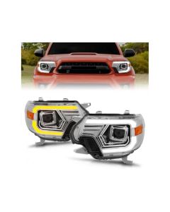 ANZO 12-15 Toyota Tacoma Projector Headlights - w/ Light Bar Switchback Chrome Housing - 111557