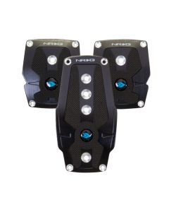 NRG Brushed Aluminum Sport Pedal M/T - Black w/Black Rubber Inserts - PDL-200BK