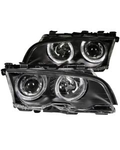 ANZO 1999-2001 BMW 3 Series E46 Projector Headlights w/ Halo Black - 121015