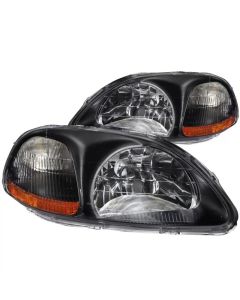 ANZO 1996-1998 Honda Civic Crystal Headlights Black - 121067