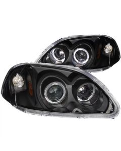 ANZO 1996-1998 Honda Civic Projector Headlights w/ Halo Black - 121068