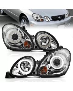 ANZO 1998-2005 Lexus Gs300 Projector Headlights w/ Halo Chrome - 121143