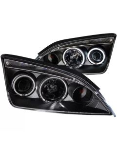ANZO 2005-2007 Ford Focus Projector Headlights w/ Halo Black - 121198
