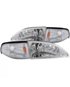 ANZO 1994-1998 Ford Mustang Crystal Headlights Chrome - 121262