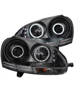 ANZO 2006-2009 Volkswagen Rabbit Projector Headlights w/ Halo Black (CCFL) - 121345