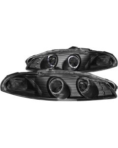 ANZO 1997-1999 Mitsubishi Eclipse Projector Headlights w/ Halo Black G2 - 121365