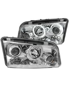 ANZO 2006-2010 Dodge Charger Projector Headlights w/ Halo Chrome - 121382