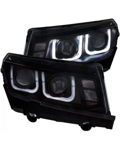 ANZO 2014-2015 Chevrolet Camaro Projector Headlights w/ U-Bar Black - 121508