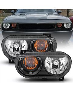 ANZO 2008-2014 Dodge Challenger Crystal Headlights Black - 121526