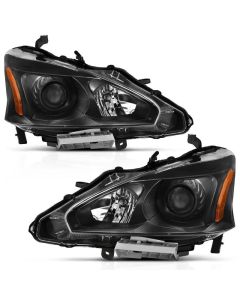 ANZO 2013-2015 Nissan Altima Projector Headlight Black Amber - 121549
