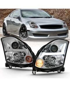 ANZO 2003-2007 Infiniti G35 Projector Headlight Plank Style Black (HID Compatible, No HID Kit ) - 121557