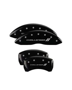 MGP 4 Caliper Covers Engraved Front & Rear With stripes/Challenger Black finish silver ch - 12162SCL1BK