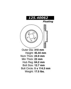 Centric Premium High Carbon Brake Rotor - 125.40062