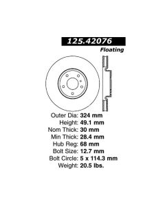 Centric Premium High Carbon Brake Rotor - 125.42076
