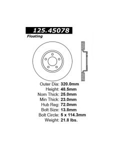 Centric 07-09 Mazdaspeed 3 Front Premium High-Carbon Rotor - 125.45078