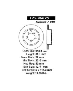 Centric Premium High Carbon Brake Rotor Rear Mitsubishi EVO X - 125.46075