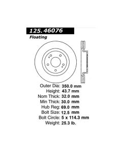 Centric Premium High Carbon Brake Rotor Front Mitsubishi EVO X - 125.46076