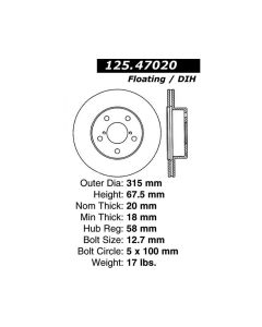 Centric 04 STi Rear Performance Rotor - 125.47020