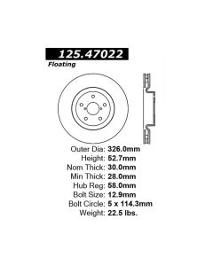 Centric 05-10 Subaru STi Front Premium High-Carbon Rotor - 125.47022