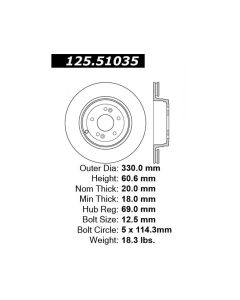 Centric Premium High Carbon Brake Rotor - 125.51035