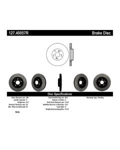StopTech 02-06 Acura RSX Type S / 06-09 Honda Civic Si Slotted & Drilled Right Front Rotor - 127.40057R
