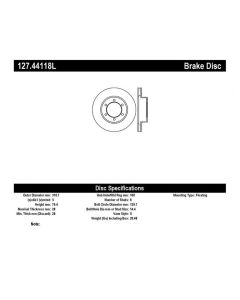 StopTech Sport Drilled/Slotted Brake Rotor Front Left Toyota Front Left- 127.44118L