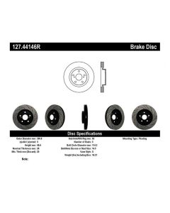 StopTech 07-09 Lexus ES 250/ES 300/ ES330/ES350 SportStop Slotted & Drilled Right Front Rotor - 127.44146R