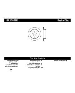 StopTech 08-10 Impreza WRX (Exc STi)/08-10 Impreza Coupe/Sedan Slotted & Drilled Right Rear Rotor - 127.47029R