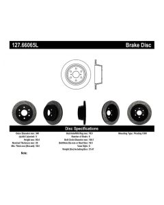 StopTech 07-10 GMC Sierra (w/ Rear Drum) / 07-09 GMC Yukon Rear Left Slotted & Drilled Rotor - 127.66065L