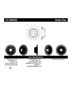StopTech Sport Drilled/Slotted Brake Rotor Rear Right- STOP-127.66065R
