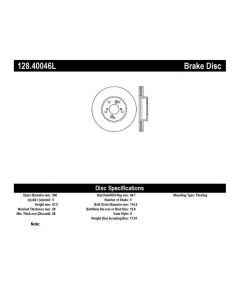 StopTech 99-08 Acura TL (STD Caliber) / 01-03 CL / 04-09 TSX Cross Drilled Left Front Rotor - 128.40046L
