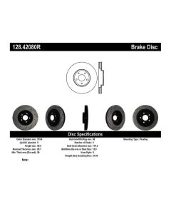 StopTech 08-09 Infiniti EX35 / 05-08 G35 / 09 G37 / 06-09 M35/M45 Drilled Right Front Rotor - 128.42080R