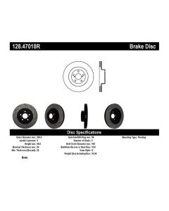 StopTech 02-10 WRX Drilled Right Front Rotor - 128.47018R