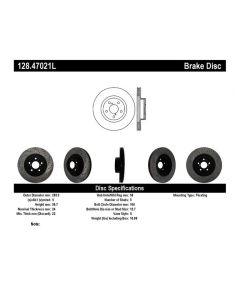 StopTech Sport Cross Drilled Brake Rotor Front Left- 128.47021L
