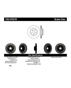 StopTech Sport Cross Drilled Brake Rotor Front Right- 128.47021R