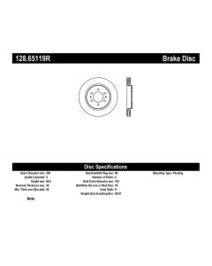 StopTech Sport Cross Drilled Brake Rotor Front Right- STOP-128.65119R