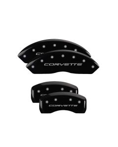 MGP 4 Caliper Covers Engraved Front & Rear C5/Corvette Black finish silver ch - 13007SCV5BK