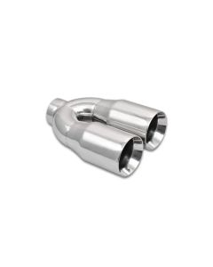 Vibrant 2.5in ID Dual 3.5in OD Round SS Tips (Double Wall, Straight Cut) - 1339