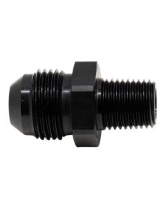 DeatschWerks 8AN Male Flare to 1/4in Male NPT Adapter - Anodized Matte Black - 6-02-0904-B