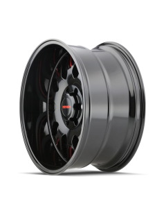 Mayhem 8110 Tripwire 20x9 / 8x165.1 BP / 0mm Offset / 130.8mm Hub Black w/ Prism Red Wheel - 8110-2981BTR
