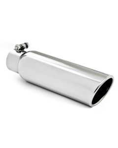 MBRP T304 Stainless Steel 3.5" OD 2.5" Inlet 12" Length Angled Cut Rolled End Clampless-No Weld Exha - T5148
