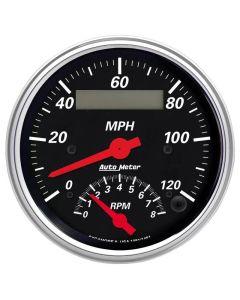 AutoMeter Gauge Tach/Speedo 3-3/8in. 120MPH & 8K RPM Elec. Program. Designer Blk - 1481