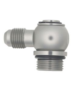 DeatschWerks 8AN ORB Male to 6AN Male Flare Low Profile 90-Degree Swivel - Anodized DW Titanium - 6-02-0419
