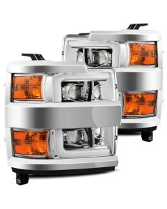 AlphaRex 15-19 Chevy Silverado 2500HD PRO-Series Headlight Plank Chrome w/Activ Light/Seq Signal/DRL - 880225