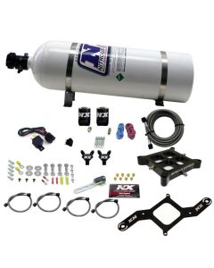 Nitrous Express 4150 Billet Crossbar Stage 6 Nitrous Kit (50-300HP) w/15lb Bottle - 60042-15
