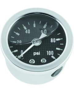 Bikers Choice 0-100 PSI Oil Pressure Gauge Carbon Face Stainless Bezel Liquid Filled Univ Custom - 496456