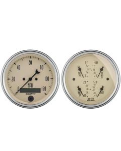AutoMeter Gauge Kit 2 Pc. Quad & Speedometer 3-3/8in. Antique Beige - 1800