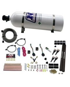 Nitrous Express 4 Cyl SX2 Nozzle Nitrous Kit (100-300HP x 2) w/15lb Bottle - 90094-15