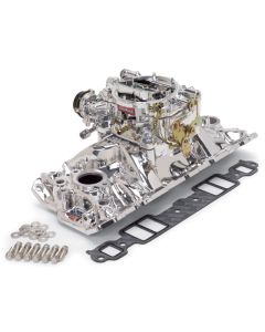 Edelbrock Manifold and Carb Kit Performer RPM Air-Gap SBC 1957-1986 Natural Finish - 2004