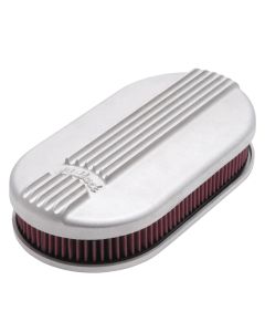 Edelbrock Air Cleaner Classic Series Oval Aluminum Top Cloth Element 17 5In X 9 35In X 3 9In Satin - 41159